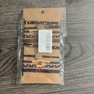 Brown and Gold Bracelet/Hairtir Set